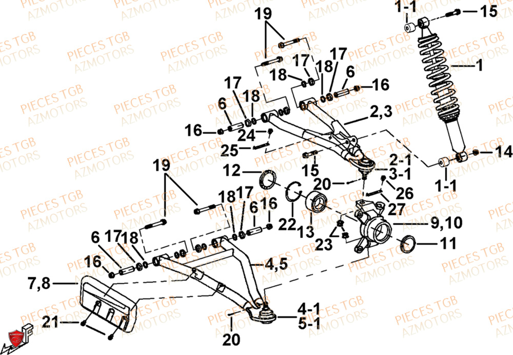 Suspension Avant  Pieces TGB UTV LANDMAX 1000 CAB