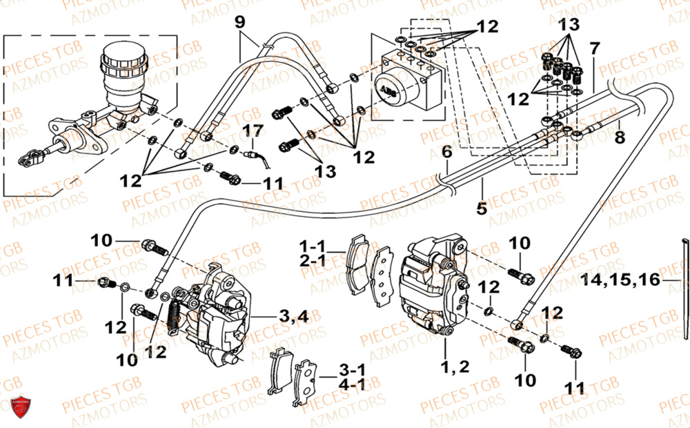 Systeme De Frein  Pieces TGB UTV LANDMAX 1000 CAB