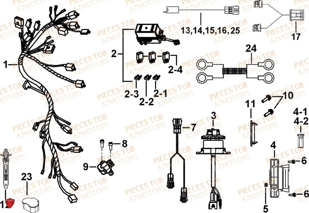 Systeme Electrique 2  Pieces TGB UTV LANDMAX 1000 CAB