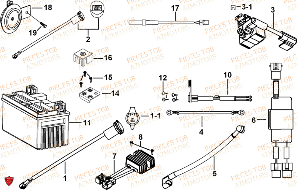 Systeme Electrique 3  Pieces TGB UTV LANDMAX 1000 CAB