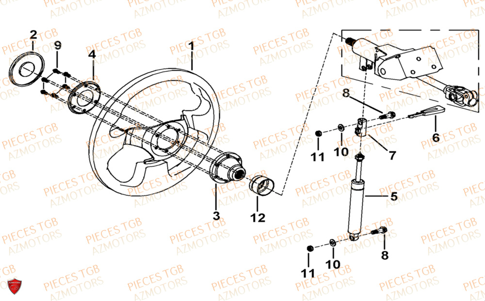Volant De Direction  Pieces TGB UTV LANDMAX 1000 CAB