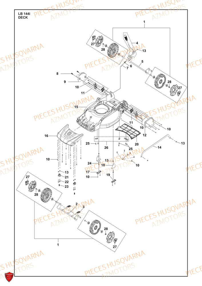 Deck HUSQVARNA PIECES LB 144i TONDEUSE HUSQVARNA