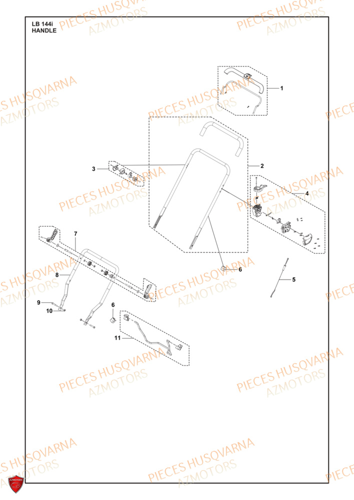 Poignee HUSQVARNA PIECES LB 144i TONDEUSE HUSQVARNA