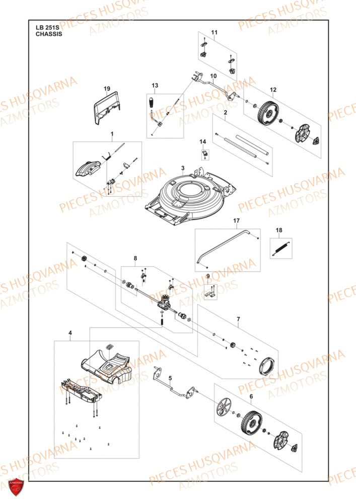 Chassis HUSQVARNA PIECES LB 251S TONDEUSE HUSQVARNA