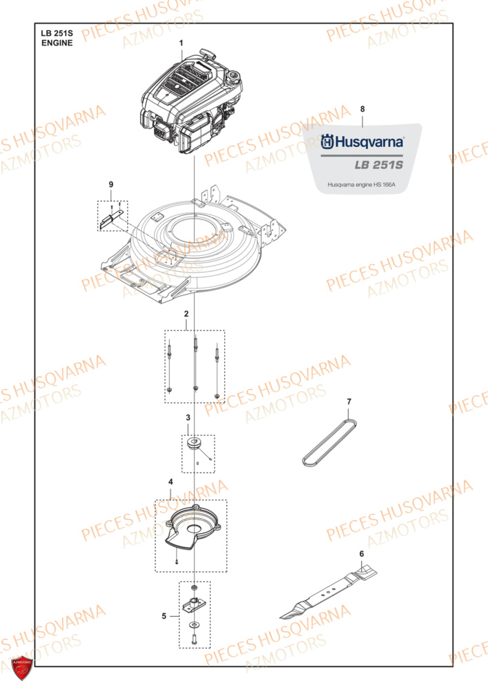Moteur HUSQVARNA PIECES LB 251S TONDEUSE HUSQVARNA