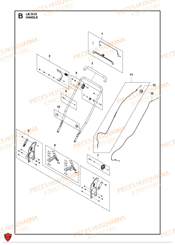Poignee HUSQVARNA PIECES LB 251S TONDEUSE HUSQVARNA