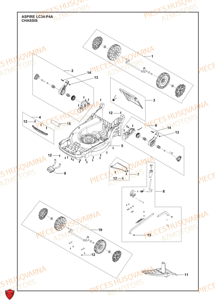 Chassis HUSQVARNA PIECES Aspire LC34-P4A TONDEUSE HUSQVARNA