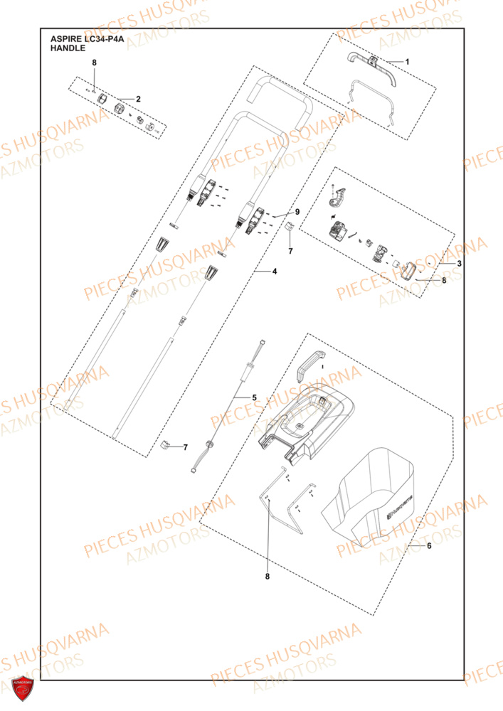 Poignee HUSQVARNA PIECES Aspire LC34-P4A TONDEUSE HUSQVARNA