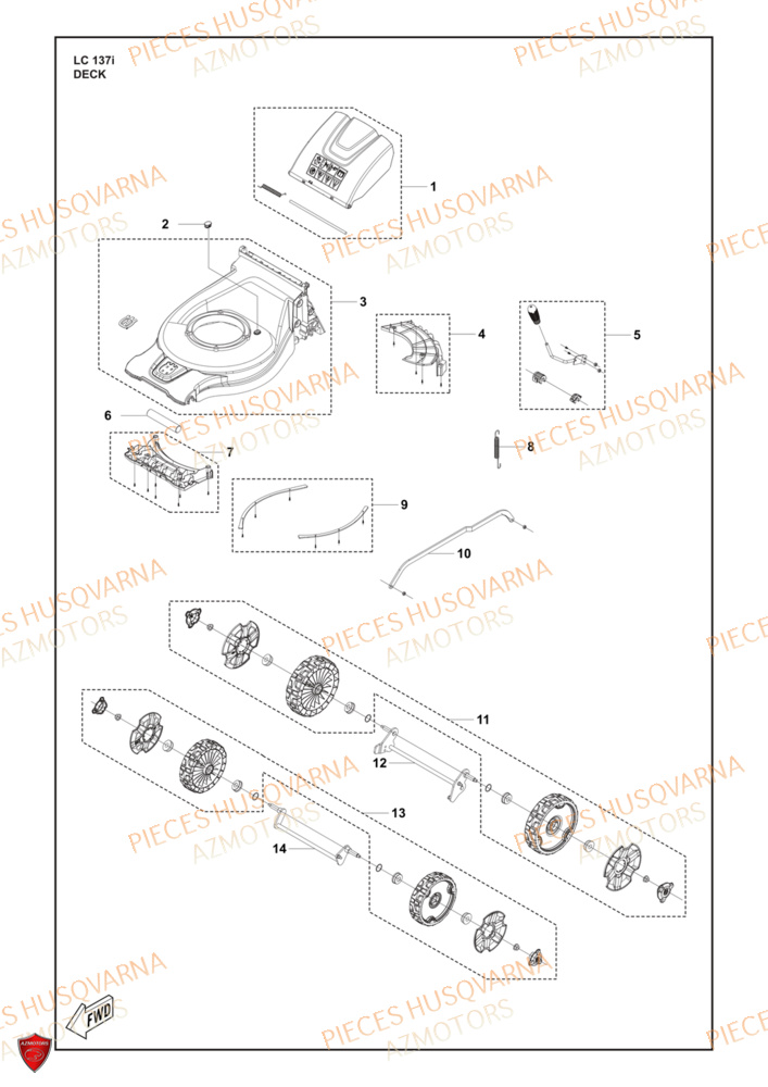 Deck HUSQVARNA PIECES LC 137i TONDEUSE HUSQVARNA