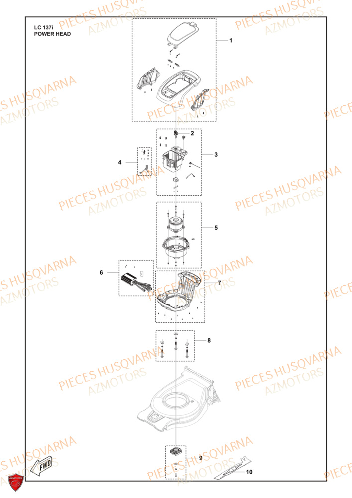 Power Head HUSQVARNA PIECES LC 137i TONDEUSE HUSQVARNA