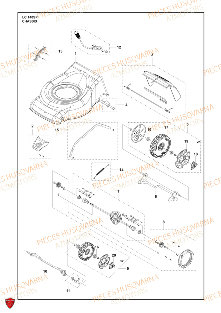 Chassis HUSQVARNA PIECES LC 140SP TONDEUSE HUSQVARNA