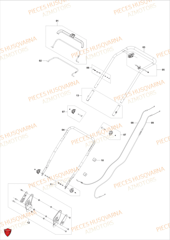 Poignee HUSQVARNA PIECES LC 140SP TONDEUSE HUSQVARNA
