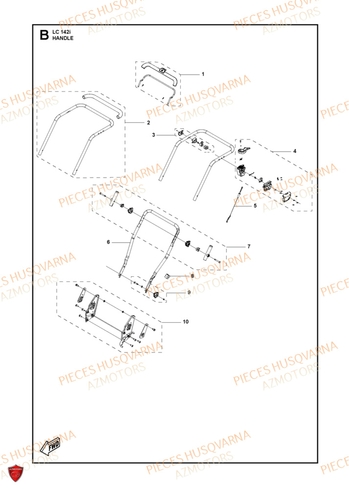Poignee HUSQVARNA PIECES LC 142i TONDEUSE HUSQVARNA