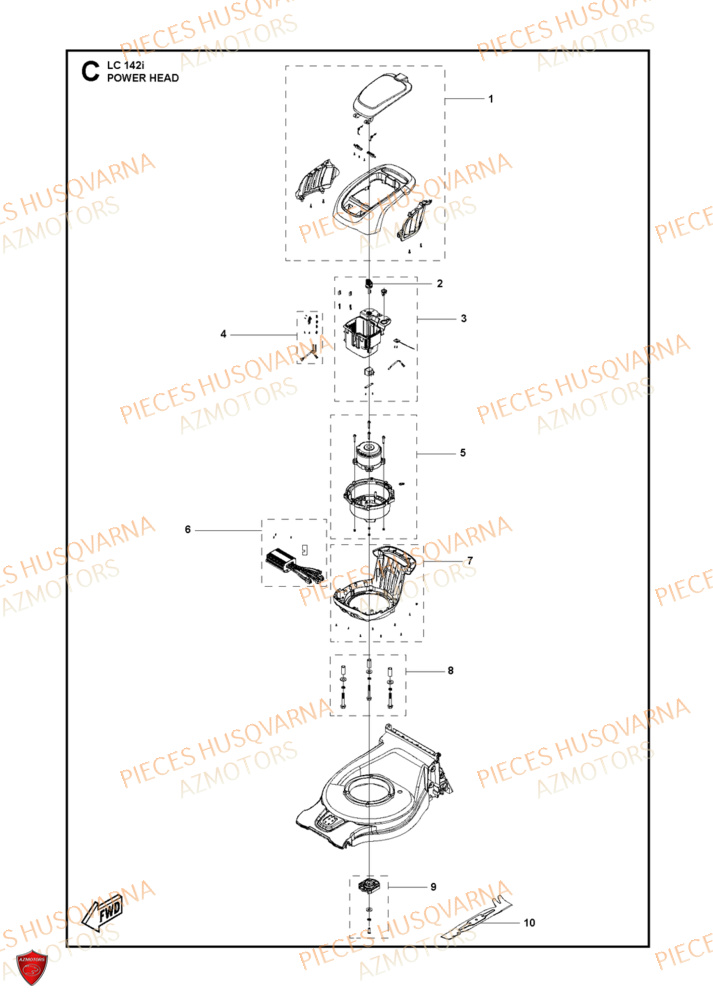 Power Head HUSQVARNA PIECES LC 142i TONDEUSE HUSQVARNA