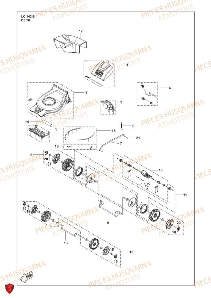 Deck HUSQVARNA PIECES LC 142iS TONDEUSE HUSQVARNA