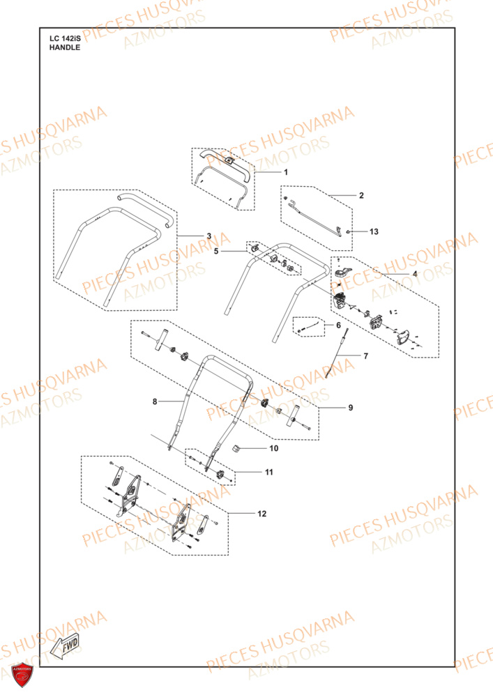 Poignee HUSQVARNA PIECES LC 142iS TONDEUSE HUSQVARNA