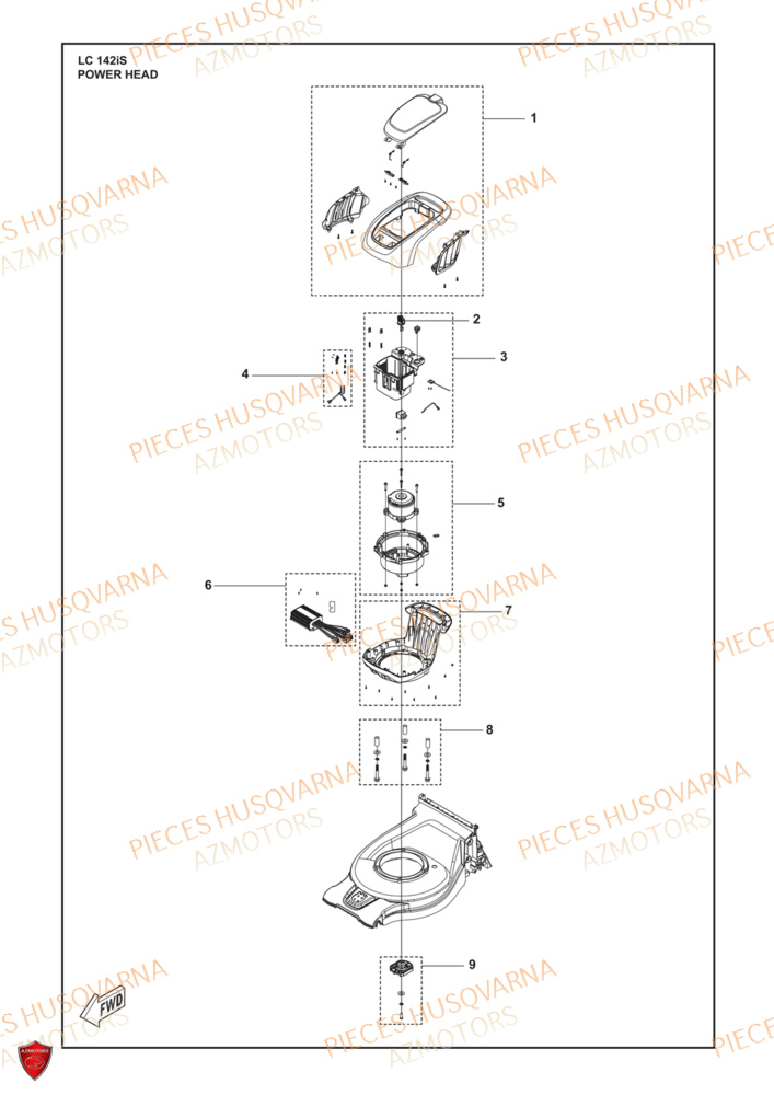 Power Head HUSQVARNA PIECES LC 142iS TONDEUSE HUSQVARNA