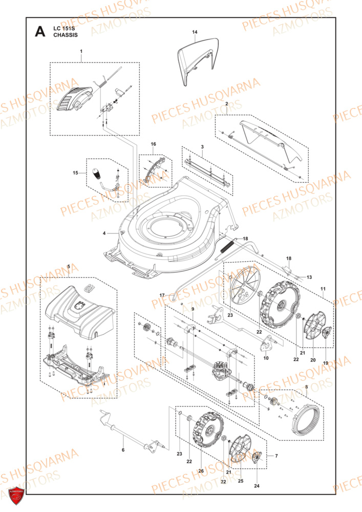Chassis HUSQVARNA PIECES LC 151S TONDEUSE HUSQVARNA