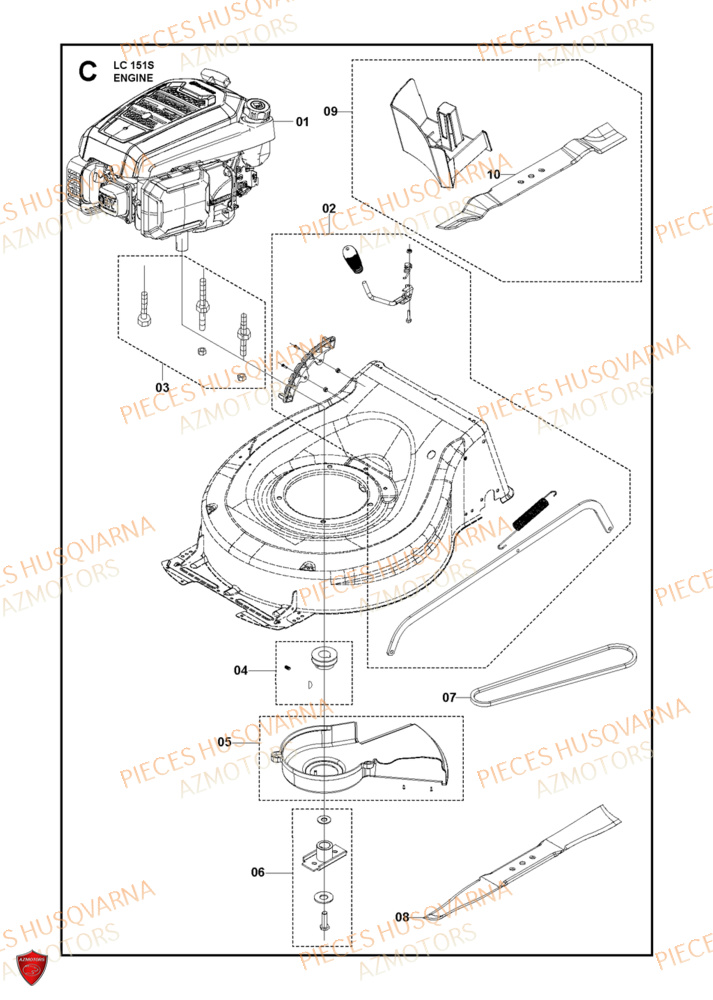 Moteur HUSQVARNA PIECES LC 151S TONDEUSE HUSQVARNA