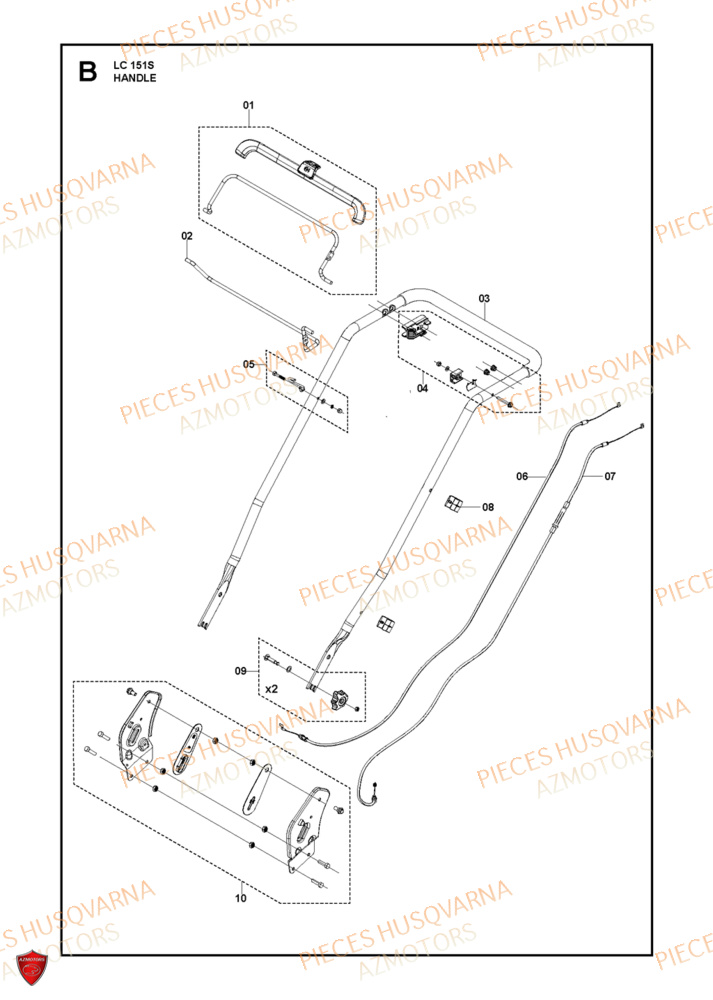 Poignee HUSQVARNA PIECES LC 151S TONDEUSE HUSQVARNA