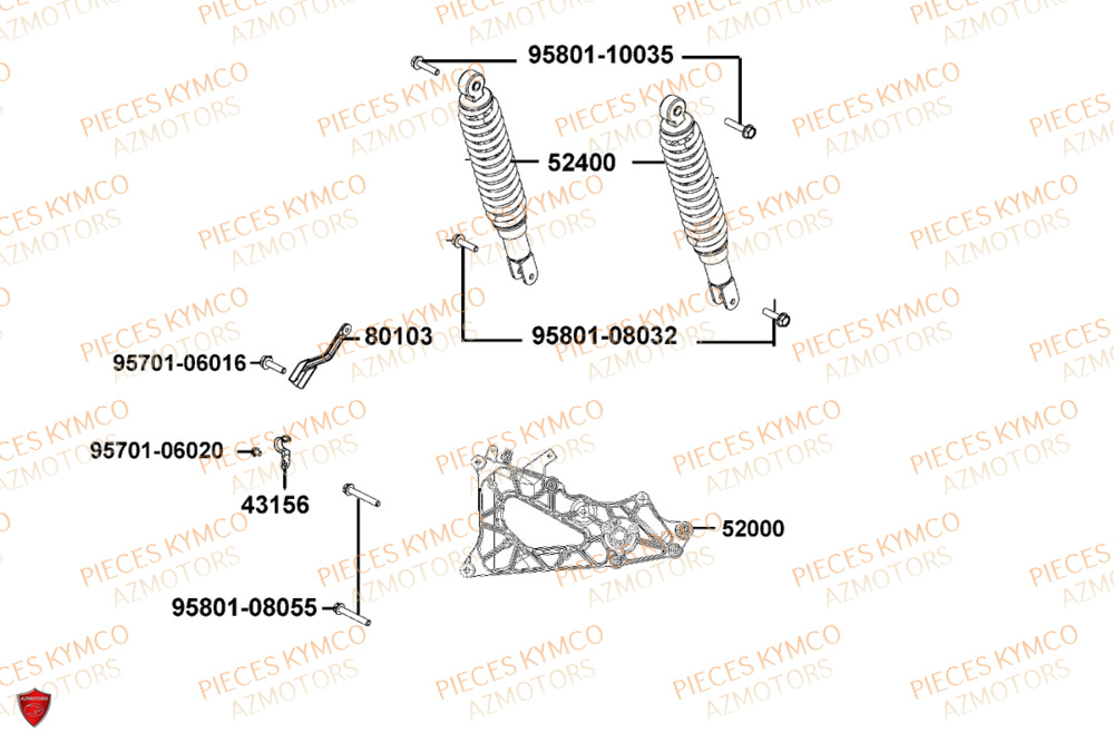 Amortisseur KYMCO Pièces LIKE 125I CBS EURO5+ (TE25CE)