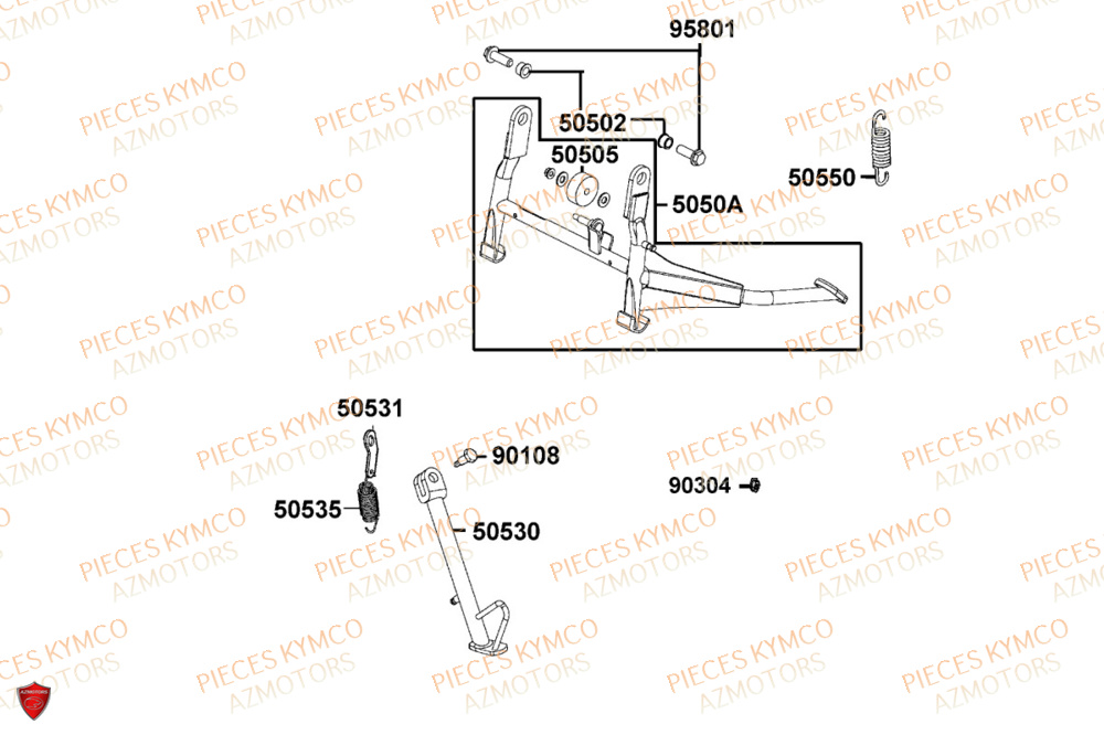 Bequille KYMCO Pièces LIKE 125I CBS EURO5+ (TE25CE)