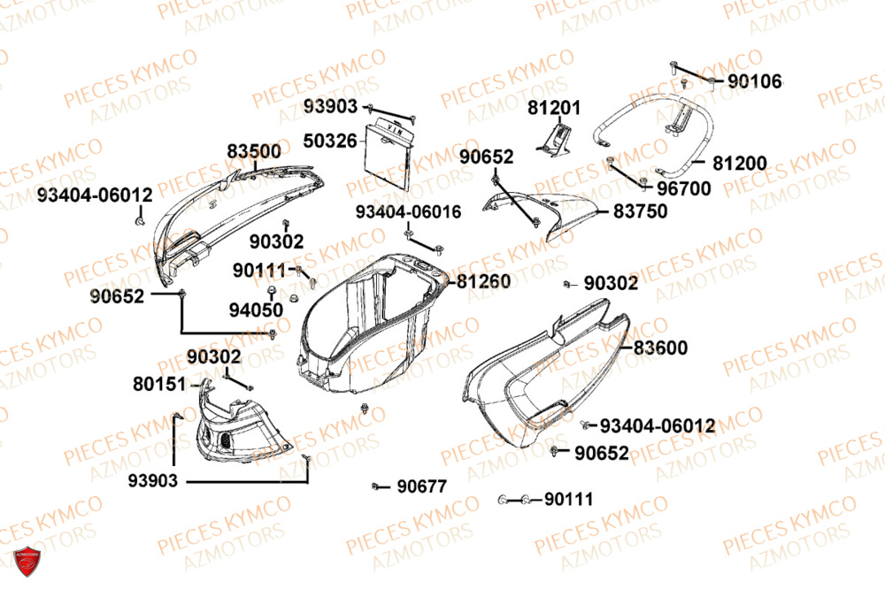 Carenage Arriere KYMCO Pièces LIKE 125I CBS EURO5+ (TE25CE)