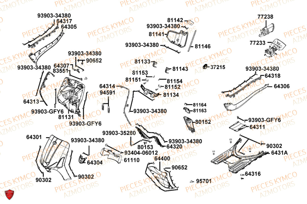Carenage Avant KYMCO Pièces LIKE 125I CBS EURO5+ (TE25CE)