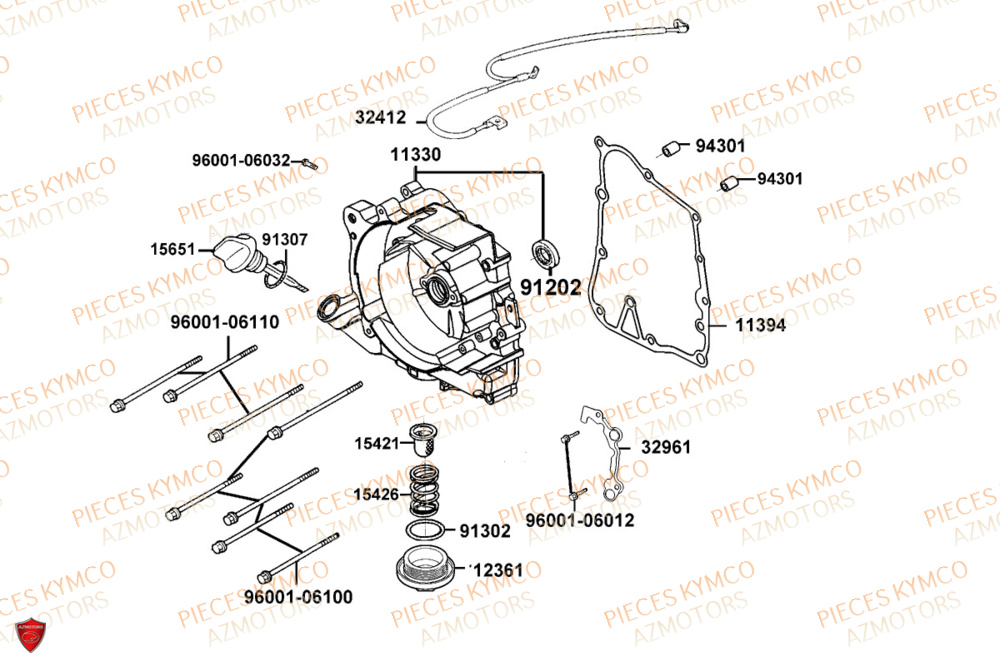 Carter Droit KYMCO Pièces LIKE 125I CBS EURO5+ (TE25CE)