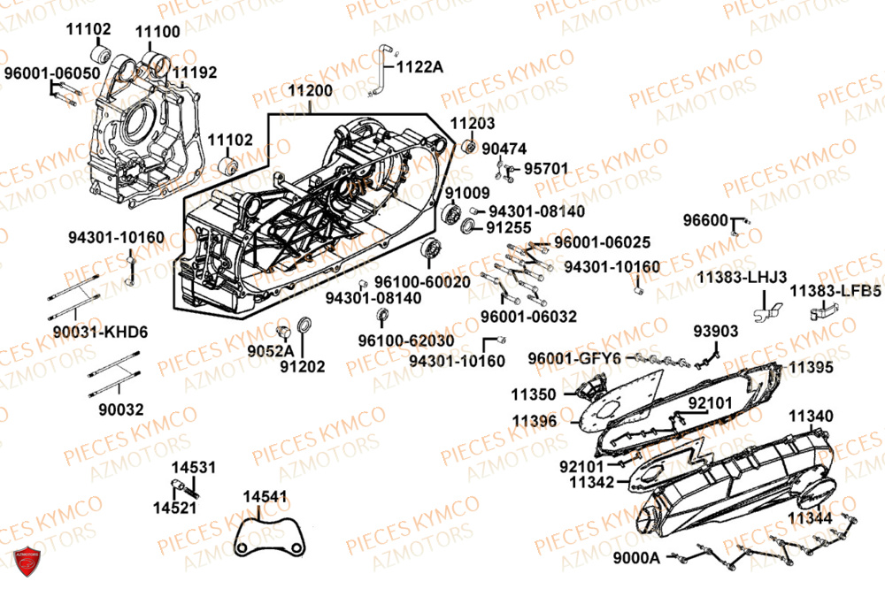 Carter Moteur KYMCO Pièces LIKE 125I CBS EURO5+ (TE25CE)