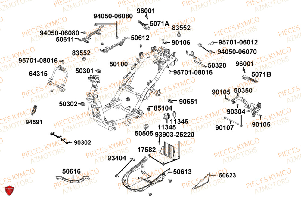 Chassis KYMCO Pièces LIKE 125I CBS EURO5+ (TE25CE)