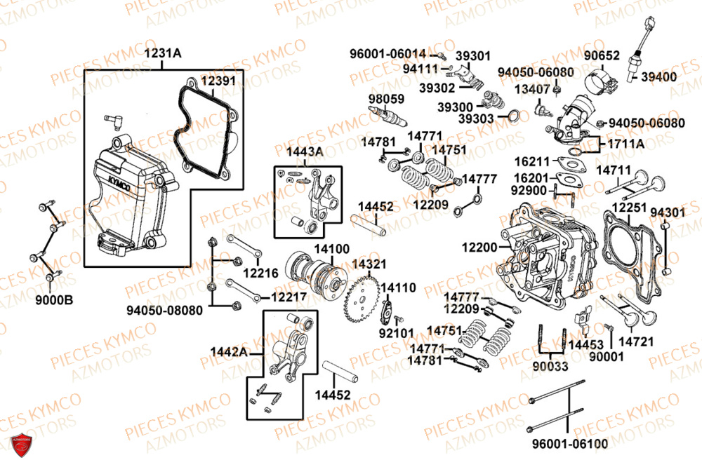 Culasse KYMCO Pièces LIKE 125I CBS EURO5+ (TE25CE)