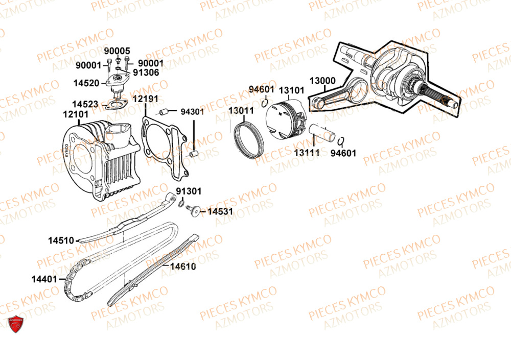 Cylindre KYMCO Pièces LIKE 125I CBS EURO5+ (TE25CE)