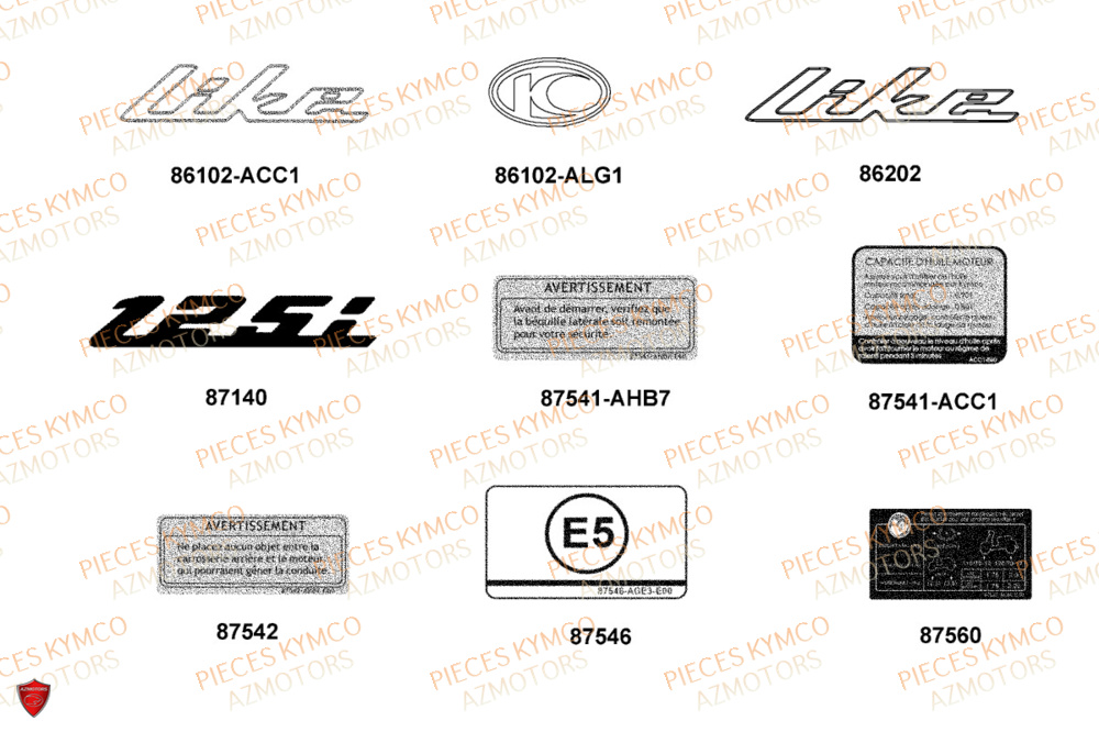 Decors KYMCO Pièces LIKE 125I CBS EURO5+ (TE25CE)