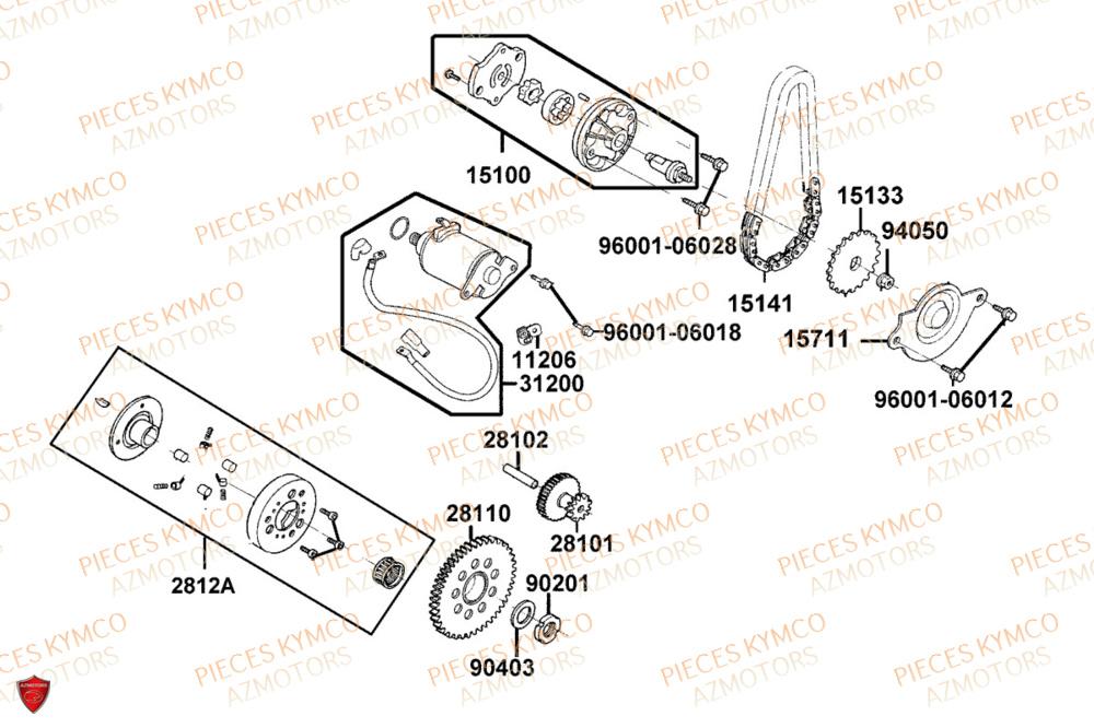 Demarreur KYMCO Pièces LIKE 125I CBS EURO5+ (TE25CE)