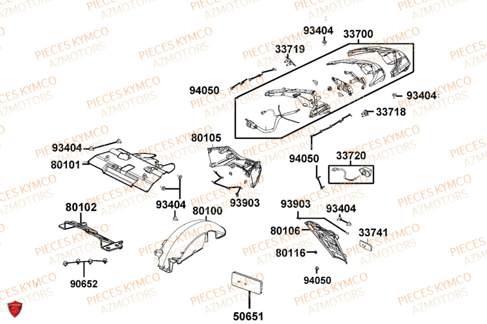 Feu Arriere KYMCO Pièces LIKE 125I CBS EURO5+ (TE25CE)