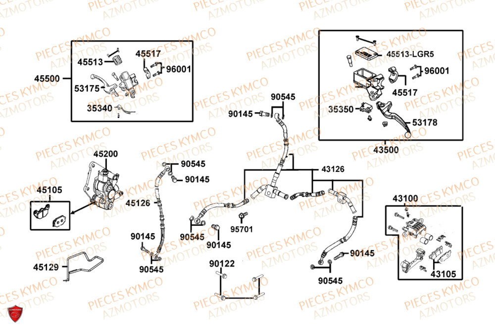Freins KYMCO Pièces LIKE 125I CBS EURO5+ (TE25CE)