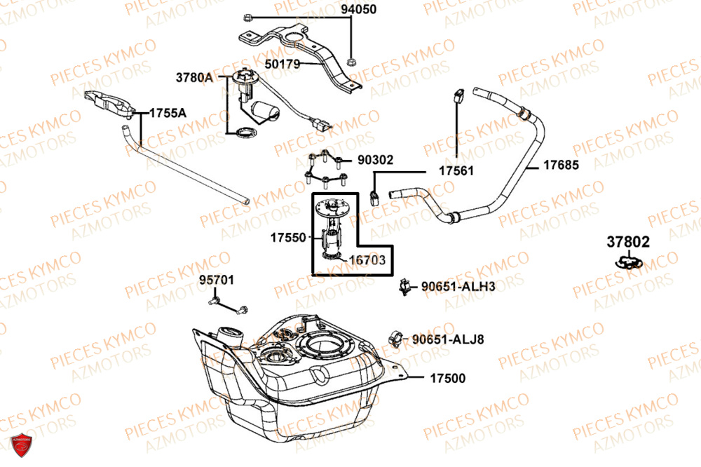 Reservoir KYMCO Pièces LIKE 125I CBS EURO5+ (TE25CE)