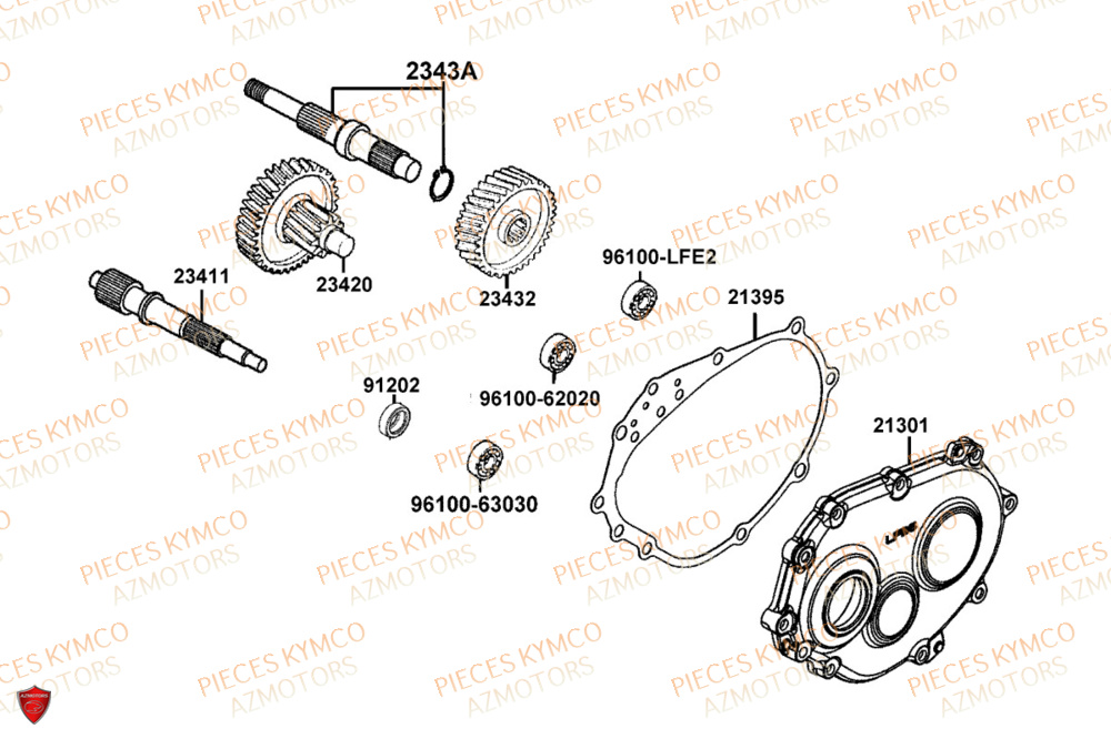 Transmission KYMCO Pièces LIKE 125I CBS EURO5+ (TE25CE)