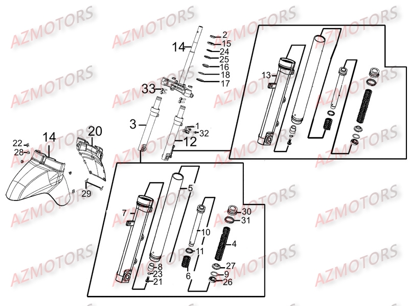 Fourche KYMCO Pièces Scooter Kymco LIKE 125 LX 4T EURO III