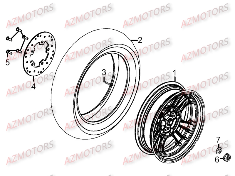 Roue Arriere KYMCO Pièces Scooter Kymco LIKE 125 LX 4T EURO III