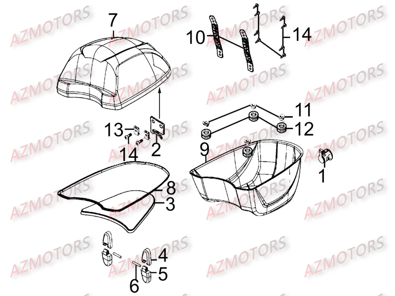 Top Case KYMCO Pièces Scooter Kymco LIKE 125 LX 4T EURO III