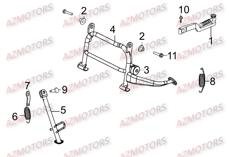 Bequille Kick De Demarrage AZMOTORS Pièces Scooter LIKE 125 MMC 4T EURO III