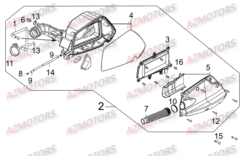 Boite A Air AZMOTORS Pièces Scooter LIKE 125 MMC 4T EURO III