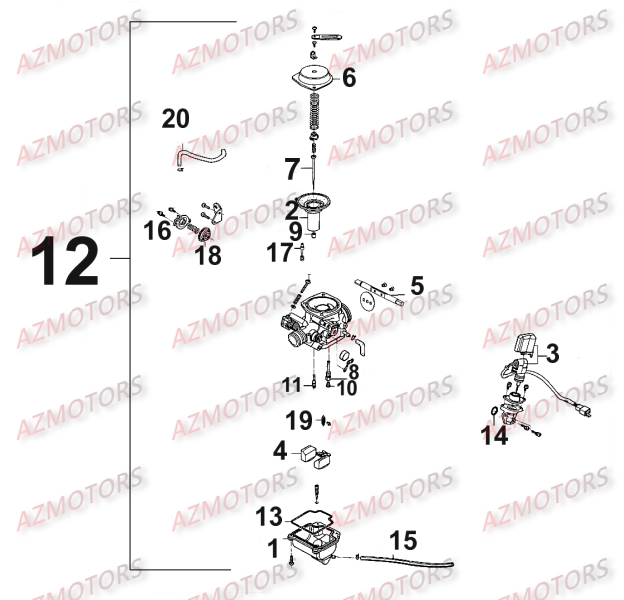Carburateur AZMOTORS Pièces Scooter LIKE 125 MMC 4T EURO III