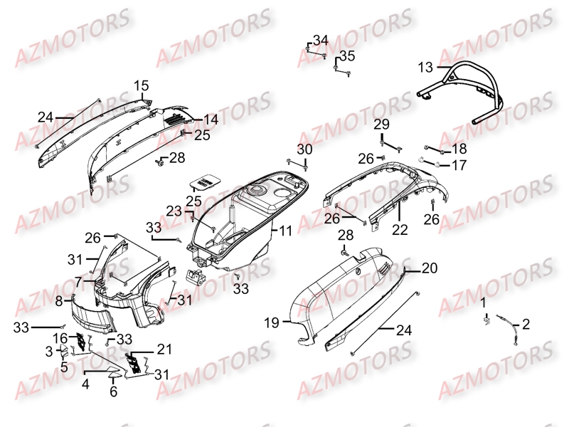 Carenages Arrieres AZMOTORS Pièces Scooter LIKE 125 MMC 4T EURO III
