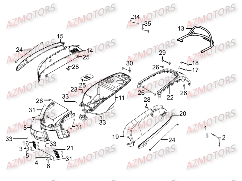 Carenages Arrieres KYMCO Pièces Scooter LIKE 125 MMC 4T EURO III