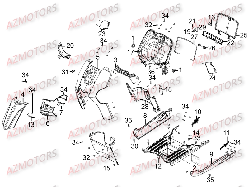 Carenages Avants AZMOTORS Pièces Scooter LIKE 125 MMC 4T EURO III