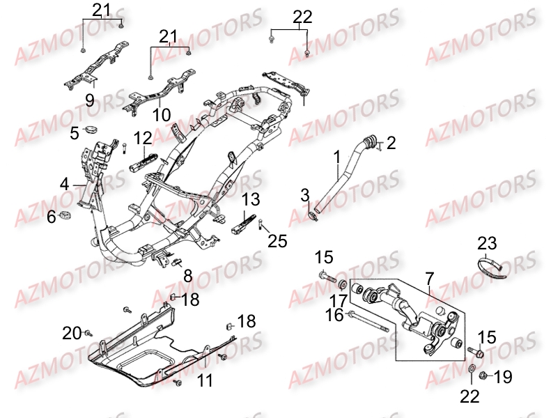 Chassis AZMOTORS Pièces Scooter LIKE 125 MMC 4T EURO III