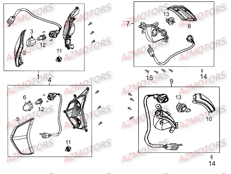 Clignotants AZMOTORS Pièces Scooter LIKE 125 MMC 4T EURO III